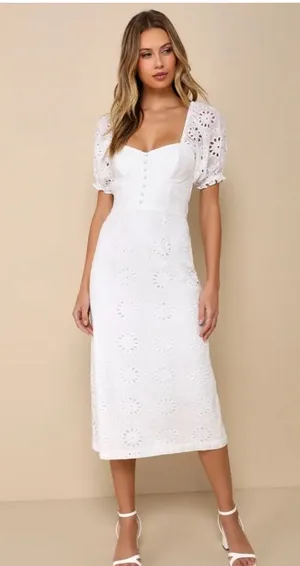 Elegant White Eyelet Dress thumbnail 1