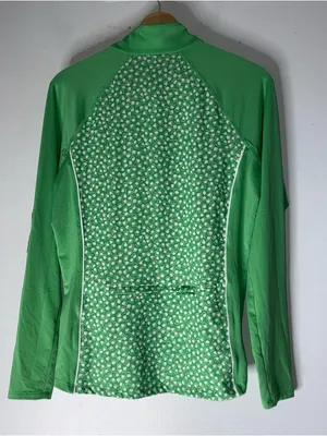 Ralph Lauren RLX Green Pattern Long Sleeve Gold Mock Neck Top Medium‎ thumbnail 2