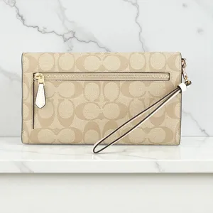 Coach Travel Envelope Wallet In Signature Canvas Khaki White C1962 thumbnail 2