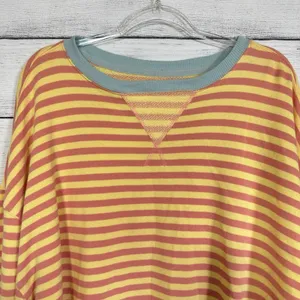We The Free People Classic Stripe Crew Sweatshirt Oversized Yellow Size XL Boho‎ thumbnail 4