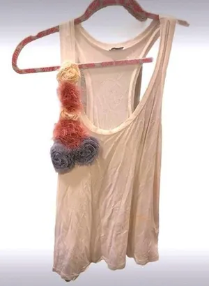 Charming Charlie Fabric Flowers Tank Top - Size: Large thumbnail 1