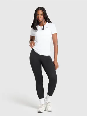 Gymshark White Training T-shirt crewneck short sleeve active casual top logo L thumbnail 2