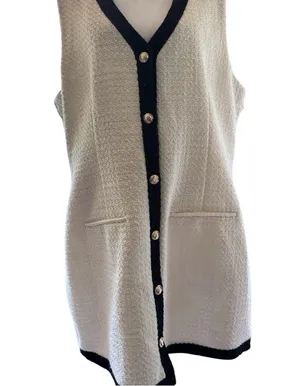 Abercrombie Women's Sleeveless Button Front Dress with Black Trim Sz XL thumbnail 3
