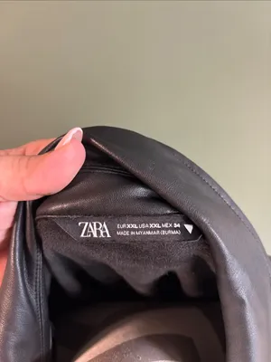 Zara Black Faux Leather Military-Style Field Jacket thumbnail 4