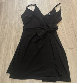 Express Black Mini Wrap Dress thumbnail 1