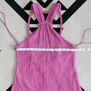 Anthropologie Braided Halter Mini Dress in Pink XS thumbnail 10