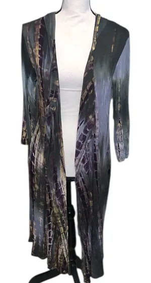 Coin 1804 Tye Dye Long Hooded Cardigan Boho Hippie Nostalgia Pockets thumbnail 1