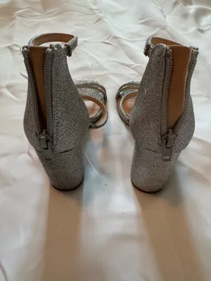 Windsor Sparkling Silver Ankle-Strap Heels thumbnail 3