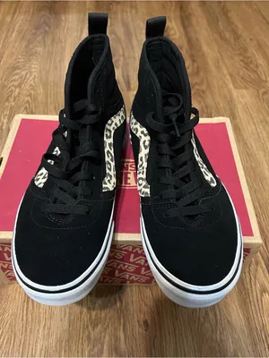 VANS Ashwood hi top black suede leopard animal print shoes sneakers sz 8 new thumbnail 2