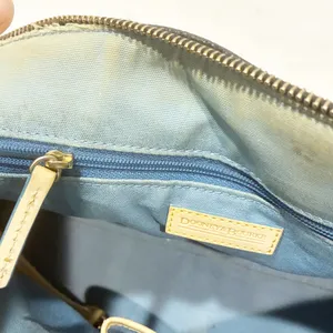 Dooney & Bourke Signature Satchel Black Tan Leather Purse 2000s VINTAGE thumbnail 8