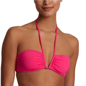 Lauren Ralph Lauren V Wire Bandeau Bikini Top Size 6‎ Hot Pink Swimwear NEW thumbnail 1