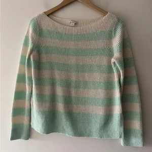 Gap White and Aqua Blue‎ Stripe Wool Blend Sweater thumbnail 1