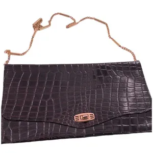 Vintage RINTR leather croc embossed leather envelope shoulder bag. Brown thumbnail 1
