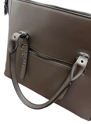 Laptop Travel Tote Bag Granite Grey Saffiano Eco Leather 15.6in Size Large thumbnail 11