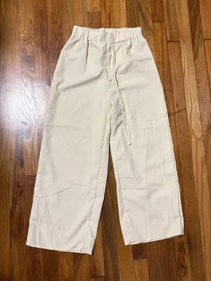 SHEIN Cream Wide Leg Lounge Pants XS Boho Casual thumbnail 1