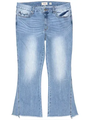 MISS ME Denim Crop Flare Jeans Light Wash Raw Hem Womens 32 x 26 Stretch M2190FL thumbnail 1