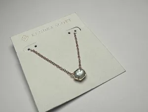 Kendra Scott Mabel Light Blue Rose Gold Tone Necklace Adjustable Length NWT thumbnail 8