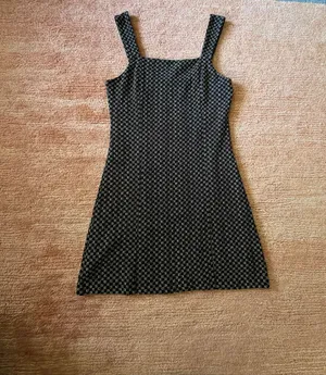 Free People Black Cream Textured Knit Mini Dress Size M thumbnail 2