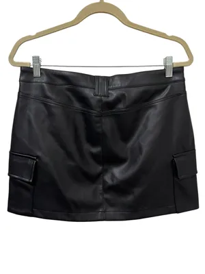 NEW Steve Madden Black Leather Utility Skirt M Vegan thumbnail 6
