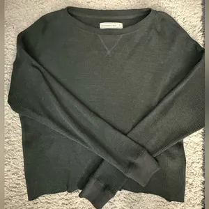 Abercrombie & Fitch dark grey long sleeve waffle knit top Size S thumbnail 1