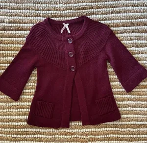 Derek Heart Vintage Burgundy Knit babydoll Button Cardigan thumbnail 1