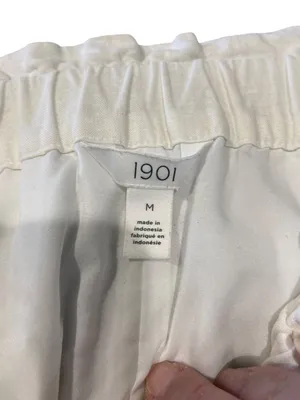 1901 Linen Blend Lined Pants White Size M Beach Coastal Minimalist Vacation Cute thumbnail 3