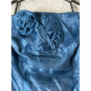 Jessica McClintock Gunne Sax Blue Strapless Rosette Bubble Hem Party Dress New thumbnail 2