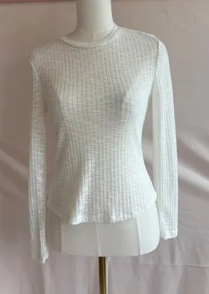 Free People White Textured Long Sleeve Knit Top by Sanctuary thumbnail 1