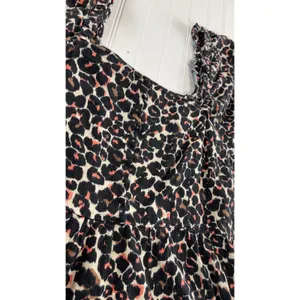 Who What Wear Animal Print Linen Blend Square Neck Puff Sleeve Mini Dress XL thumbnail 6
