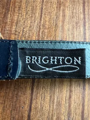 Brighton Navy Leather Belt with Gold-Tone Buckle thumbnail 7