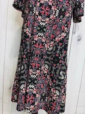BCBGeneration Womens Size L Floral Short Sleeve A-Line Dress Mock Neck thumbnail 3