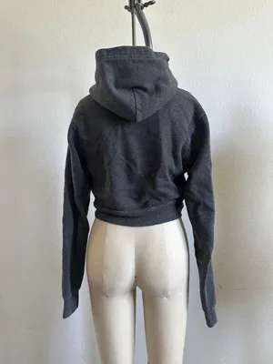 American Apparel Cropped Zip Hoodie Gray XS thumbnail 3