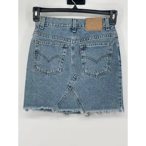 Levi's Strauss Women's Signature High Rise Blue‎ Denim Skirt Raw Hem thumbnail 2