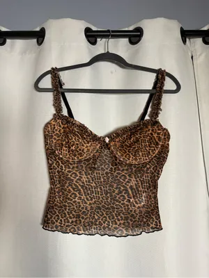 Edikted Lidia Leopard Print Sheer Mesh Bra Top Size Medium thumbnail 3
