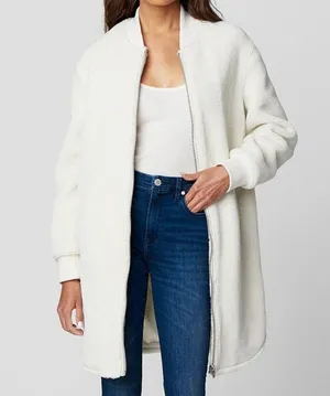 Angel's Advocate Bomber Sherpa Fuzzy Teddy Faux Fur Long Coat Jacket thumbnail 5