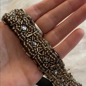 Elegant Beaded Headband - Black and Brown thumbnail 2