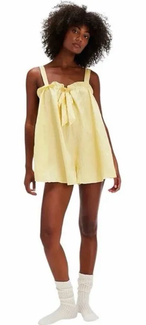 NEW Intimately Free People Forever Young Satiny Romper in Yellow Small thumbnail 1
