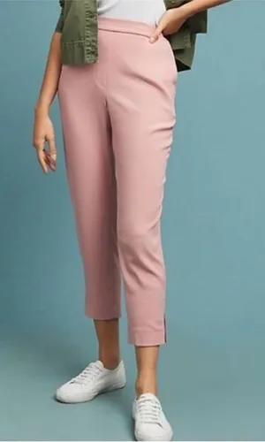 Anthropologie the Essential High Waist Pull-On‎ Trouser in Pink Crepe Size XS thumbnail 1