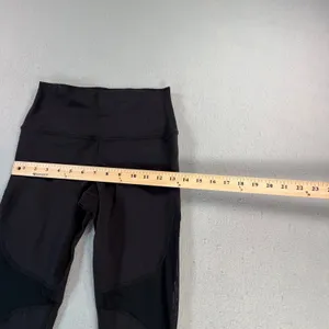 Alo Yoga Coast Mesh Inset Crop Leggings Black High Waist Athletic Pants thumbnail 6