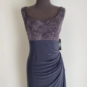Alex Evenings Glitter MobWife Office Siren‎ Dainty Formal Gown 14 Smoke thumbnail 2