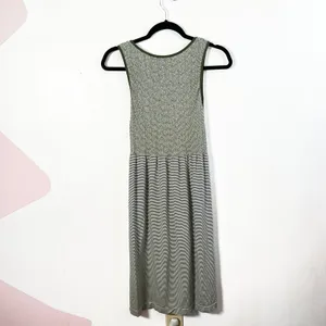 Lark + Grey Striped Midi Dress Womens Sz L/XL Green Fitted Bodice Casual‎ thumbnail 2