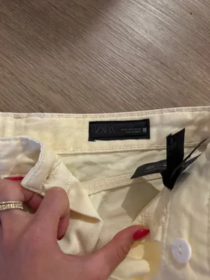 ZARA Yellow Denim Shorts High-Waisted thumbnail 2