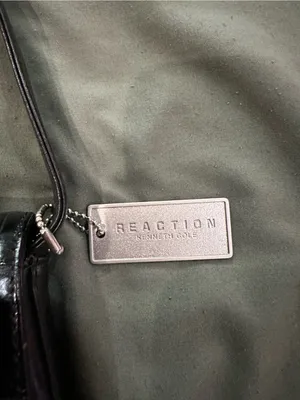 Reaction Kenneth Cole Black Croc-Embossed Shoulder Bag thumbnail 3