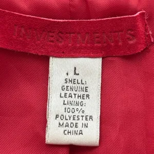 Investments Leather Suede Shacket Sz Lg Red Blazer Business Casual Gorpcore thumbnail 3