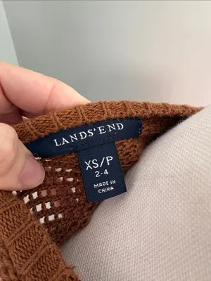 Lands' End Open-Front Knit Cardigan in Warm Brown Cotton Size‎ XS 2-4 thumbnail 2