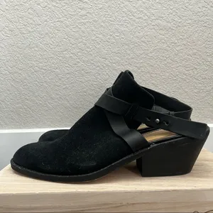 Splendid‎ Black Suede Leather Slingback Open Back Ankle Booties 10 thumbnail 2