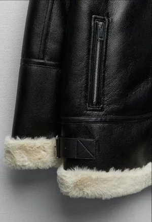 Zara Nwt Double Faced Jacket With Faux Fur thumbnail 14
