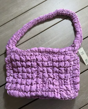 Womens Quilted Puffer Oversized Shoulder Bag Rosy Lilac Hobo Bag Boho Y2K Trendy thumbnail 1