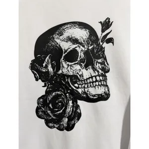 Buff Bunny Collection Sweatshirt Floral Skull Graphic White Size Medium thumbnail 8