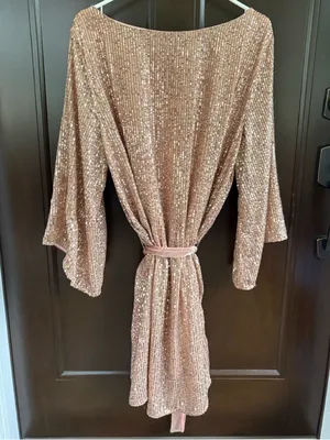 Anthropologie Starling Sequined Tunic Dress Gold Size XL thumbnail 10